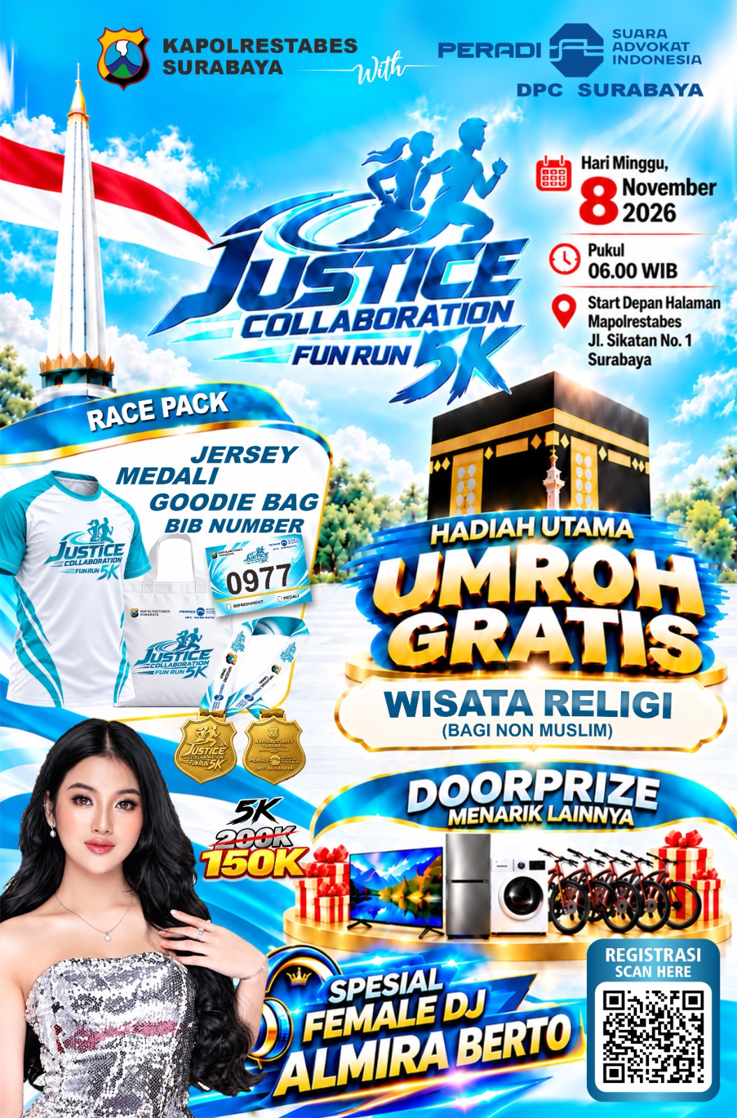 COLLABORATION FUN RUN 5K 2026, PERKUAT SINERGI PENEGAK HUKUM DAN MASYARAKAT DI SURABAYA